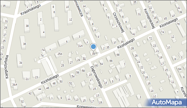 Ciechanów, Kicińskiego Brunona, 33, mapa Ciechanów