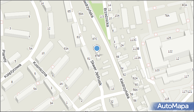 Częstochowa, Kiedrzyńska, 67A, mapa Częstochowy