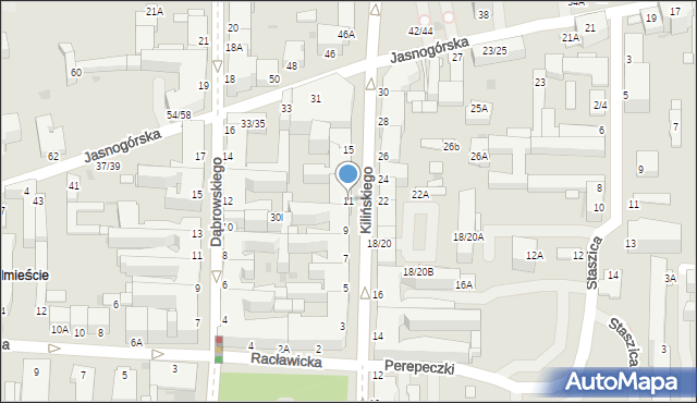 Częstochowa, Kilińskiego Jana, płk., 11, mapa Częstochowy