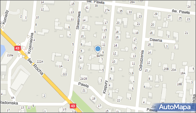 Częstochowa, Kiepury Jana, 9A, mapa Częstochowy