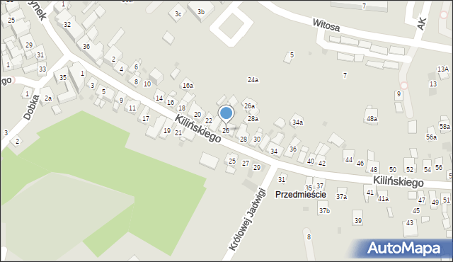 Dobczyce, Kilińskiego Jana, płk., 26, mapa Dobczyce