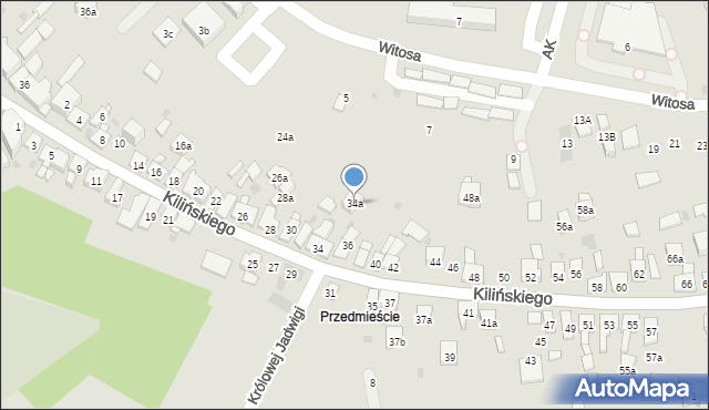 Dobczyce, Kilińskiego Jana, płk., 34a, mapa Dobczyce