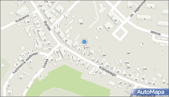 Dobczyce, Kilińskiego Jana, płk., 6, mapa Dobczyce