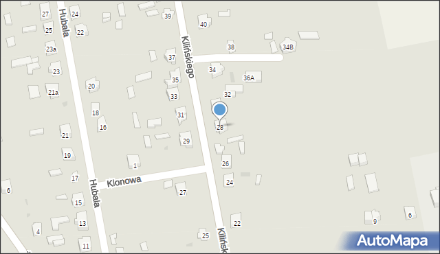 Drzewica, Kilińskiego Jana, płk., 28, mapa Drzewica