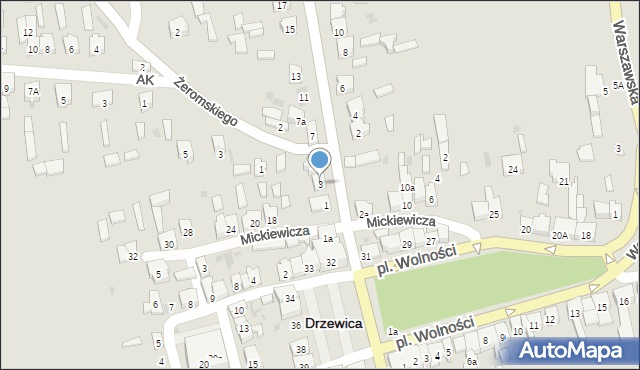 Drzewica, Kilińskiego Jana, płk., 3, mapa Drzewica