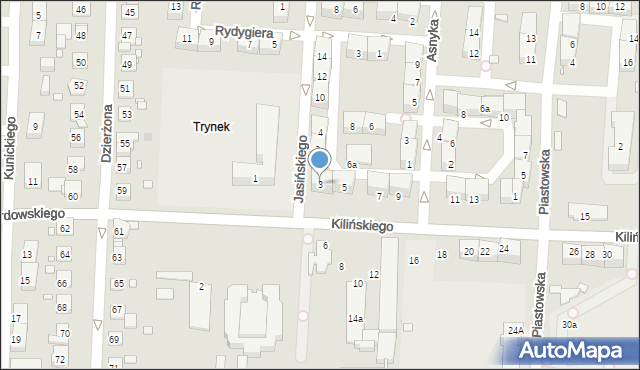 Gliwice, Kilińskiego Jana, płk., 3, mapa Gliwic