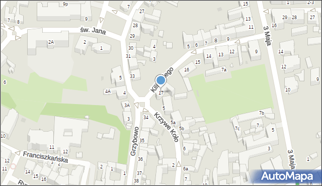 Gniezno, Kilińskiego Jana, płk., 17, mapa Gniezna