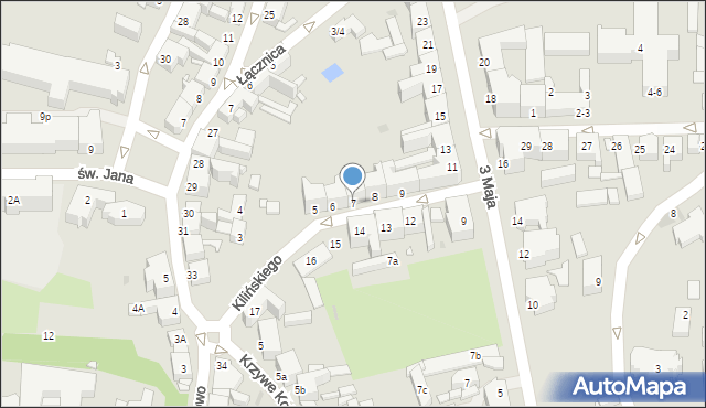 Gniezno, Kilińskiego Jana, płk., 7, mapa Gniezna