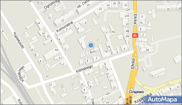 Grajewo, Kilińskiego Jana, płk., 3A, mapa Grajewo