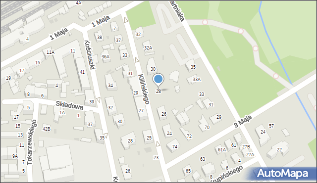 Grodzisk Mazowiecki, Kilińskiego Jana, płk., 28, mapa Grodzisk Mazowiecki