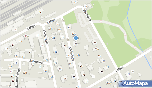 Grodzisk Mazowiecki, Kilińskiego Jana, płk., 30, mapa Grodzisk Mazowiecki