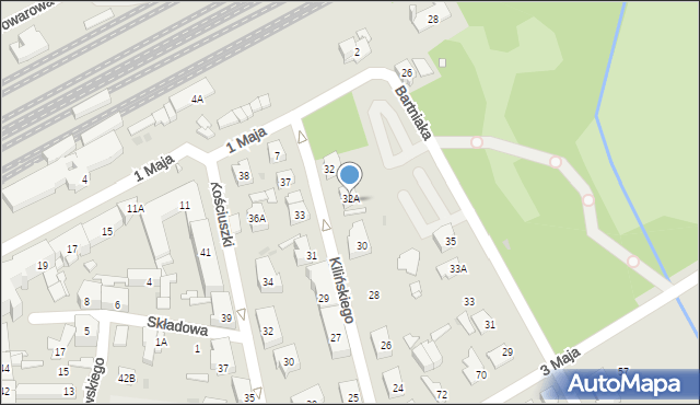 Grodzisk Mazowiecki, Kilińskiego Jana, płk., 32A, mapa Grodzisk Mazowiecki
