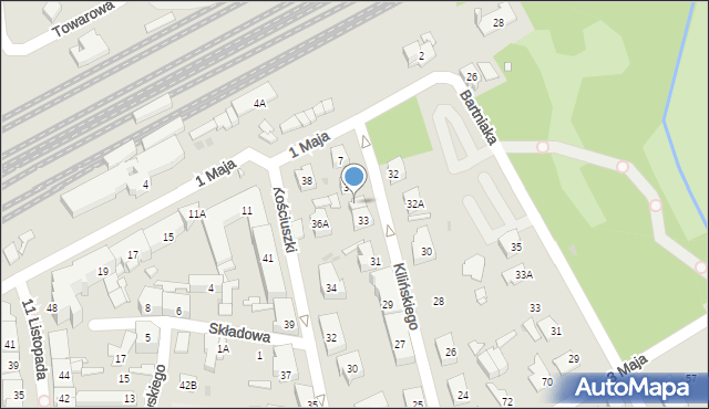 Grodzisk Mazowiecki, Kilińskiego Jana, płk., 35, mapa Grodzisk Mazowiecki