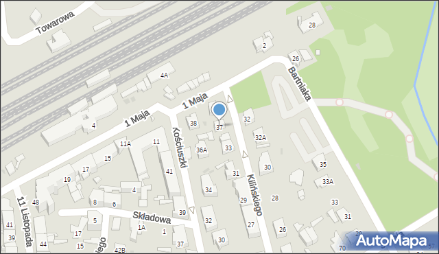 Grodzisk Mazowiecki, Kilińskiego Jana, płk., 37, mapa Grodzisk Mazowiecki