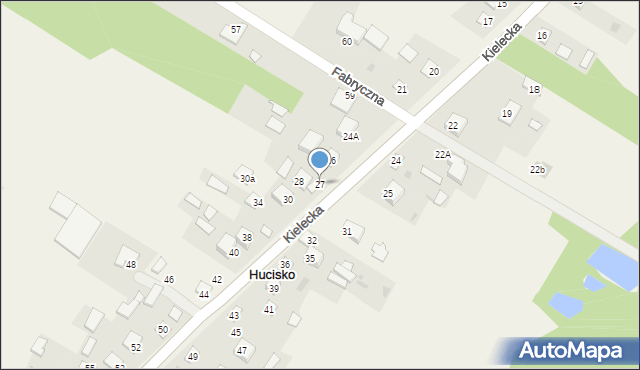 Hucisko, Kielecka, 27, mapa Hucisko