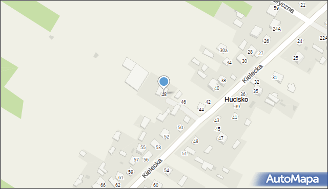 Hucisko, Kielecka, 48, mapa Hucisko