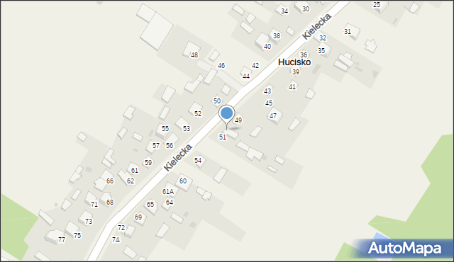 Hucisko, Kielecka, 51a, mapa Hucisko