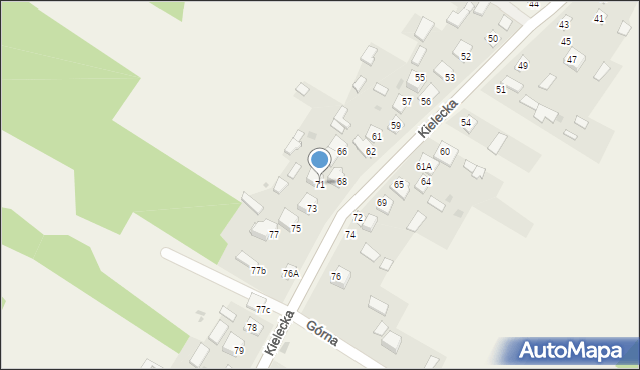 Hucisko, Kielecka, 71, mapa Hucisko