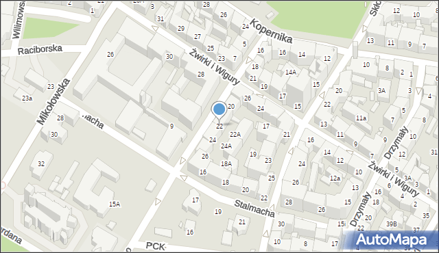 Katowice, Kilińskiego Jana, płk., 22, mapa Katowic