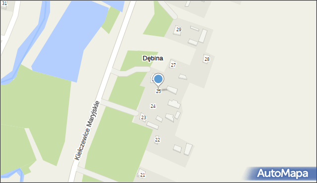 Kiełczewice Dolne, Kiełczewice Dolne, 25, mapa Kiełczewice Dolne