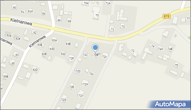 Kielnarowa, Kielnarowa, 72B, mapa Kielnarowa