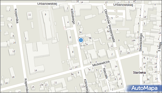 Konin, Kilińskiego Jana, płk., 7, mapa Konina