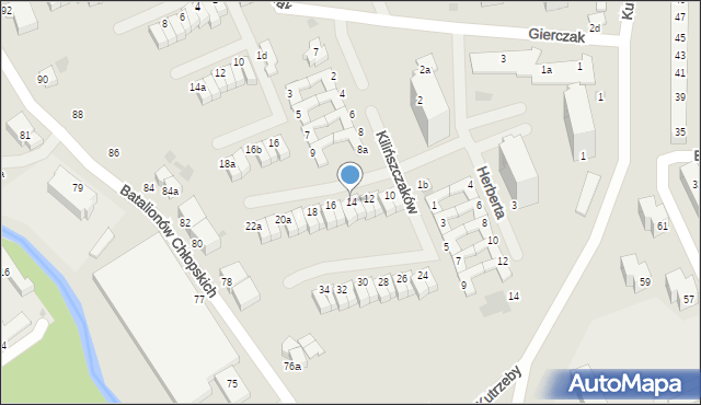 Koszalin, Kilińszczaków, 14, mapa Koszalina