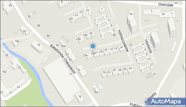 Koszalin, Kilińszczaków, 20a, mapa Koszalina