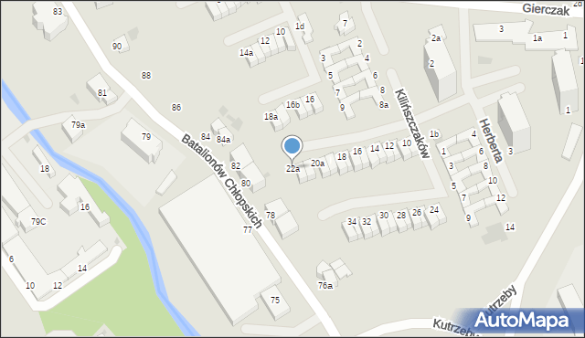 Koszalin, Kilińszczaków, 22a, mapa Koszalina