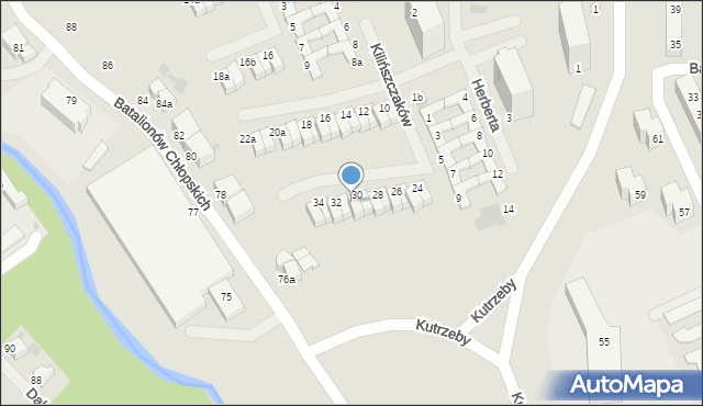 Koszalin, Kilińszczaków, 30a, mapa Koszalina