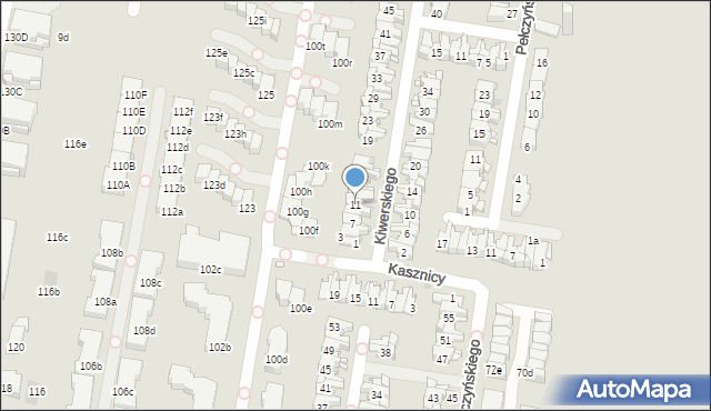 Kraków, Kiwerskiego, gen., 11, mapa Krakowa