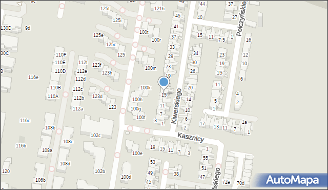 Kraków, Kiwerskiego, gen., 15, mapa Krakowa