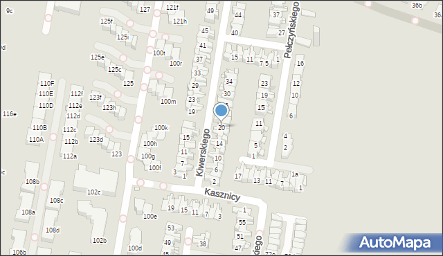 Kraków, Kiwerskiego, gen., 20, mapa Krakowa