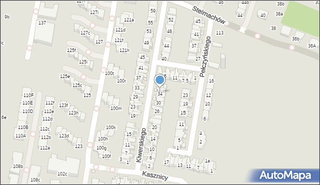 Kraków, Kiwerskiego, gen., 34, mapa Krakowa