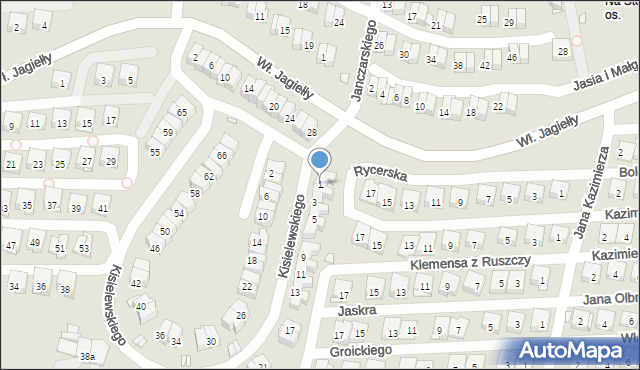 Kraków, Kisielewskiego-Kisiela Stefana, 1, mapa Krakowa