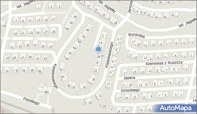 Kraków, Kisielewskiego-Kisiela Stefana, 14, mapa Krakowa