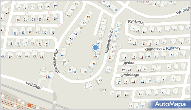 Kraków, Kisielewskiego-Kisiela Stefana, 22, mapa Krakowa