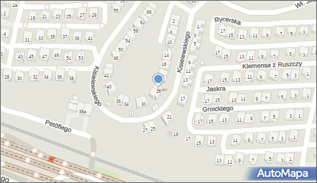 Kraków, Kisielewskiego-Kisiela Stefana, 26, mapa Krakowa