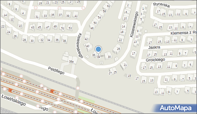 Kraków, Kisielewskiego-Kisiela Stefana, 34, mapa Krakowa