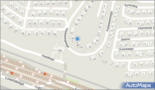 Kraków, Kisielewskiego-Kisiela Stefana, 36, mapa Krakowa