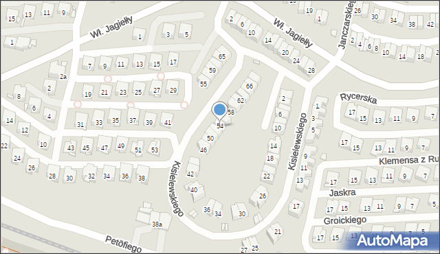 Kraków, Kisielewskiego-Kisiela Stefana, 54, mapa Krakowa