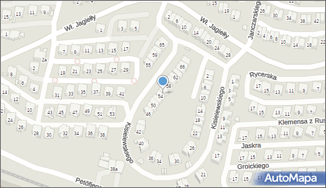 Kraków, Kisielewskiego-Kisiela Stefana, 56, mapa Krakowa