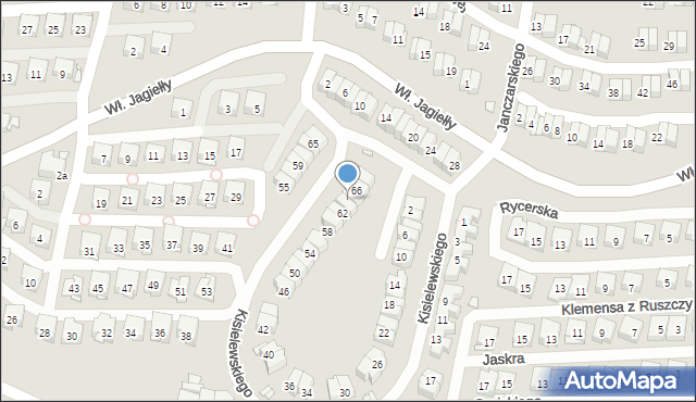Kraków, Kisielewskiego-Kisiela Stefana, 64, mapa Krakowa