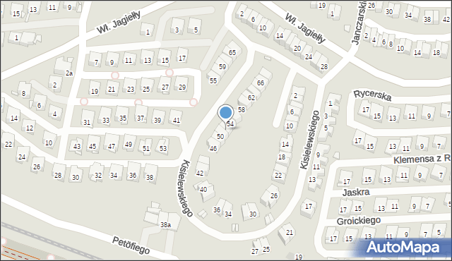 Kraków, Kisielewskiego Stefana, 52, mapa Krakowa