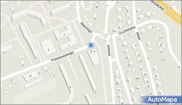 Krosno, Kisielewskiego-Kisiela Stefana, 1, mapa Krosna
