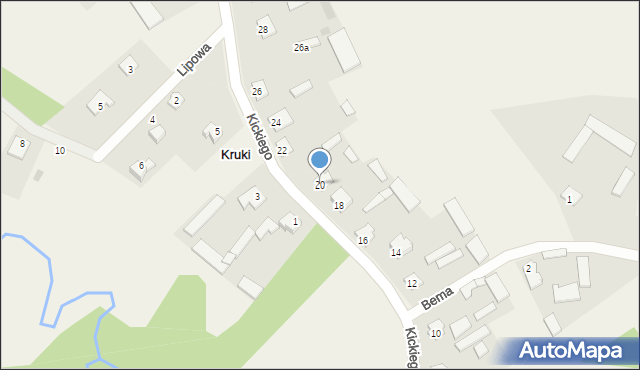 Kruki, Kickiego Ludwika, gen., 20, mapa Kruki