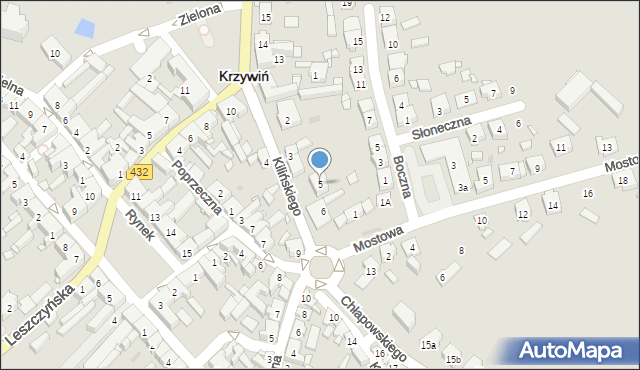 Krzywiń, Kilińskiego Jana, płk., 5, mapa Krzywiń