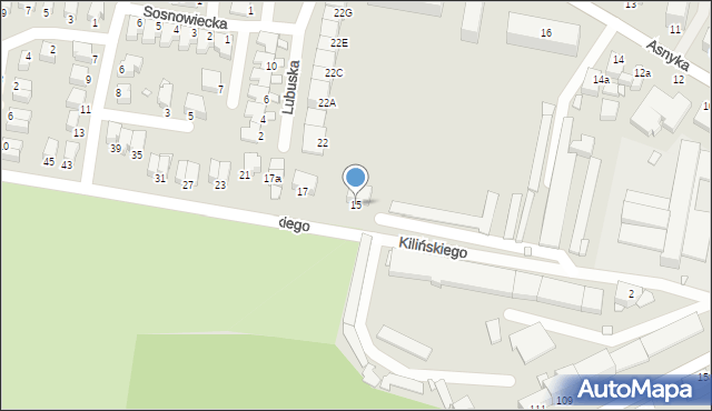 Legnica, Kilińskiego Jana, płk., 15, mapa Legnicy