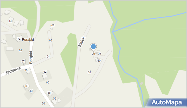 Łodygowice, Kiełek, 28, mapa Łodygowice