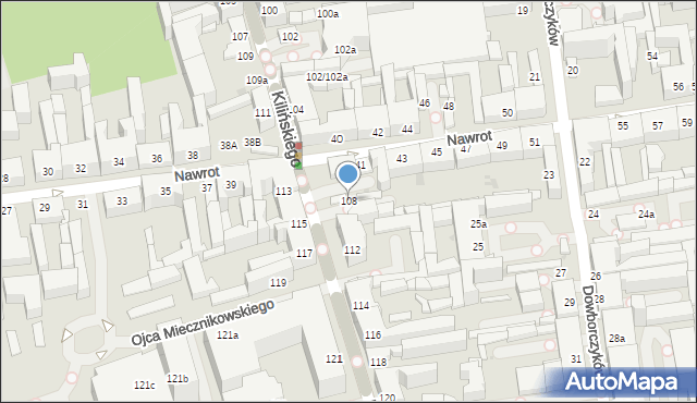 Łódź, Kilińskiego Jana, płk., 108, mapa Łodzi